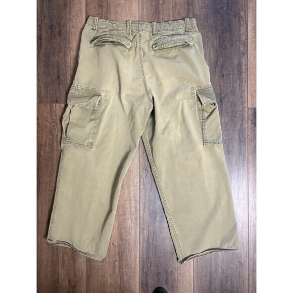 Old Navy Cargo Pants Y2K  Mens Olive VTG Wide Relaxed Skater 36”x28”  Distressed - Picture 3 of 9